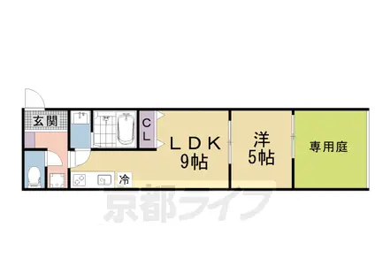 京都市東西線 山科駅 徒歩4分 3階建 築1年(1LDK/1階)の間取り写真