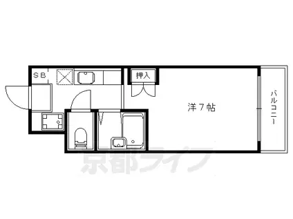 京都市東西線 東野駅(京都) 徒歩14分 3階建 築30年(1K/2階)の間取り写真