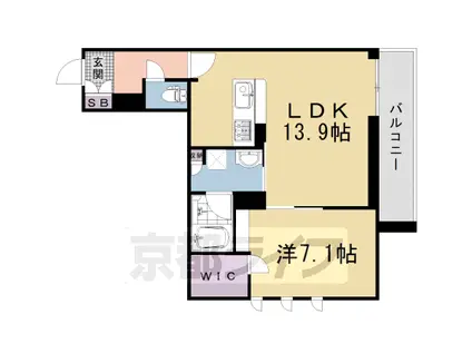 京都市東西線 太秦天神川駅 徒歩8分 3階建 新築(1LDK/2階)の間取り写真