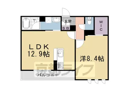 京都市東西線 太秦天神川駅 徒歩8分 3階建 新築(1LDK/2階)の間取り写真