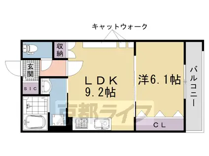 阪急電鉄京都線 西院駅(阪急) 徒歩10分 3階建 築1年(1LDK/2階)の間取り写真