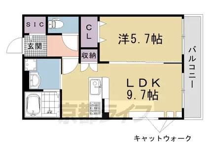 阪急電鉄京都線 西院駅(阪急) 徒歩10分 3階建 築1年(1LDK/1階)の間取り写真