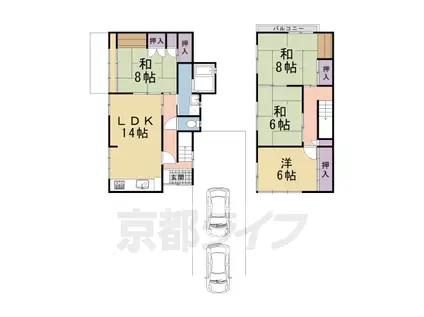 叡山電鉄 木野駅 徒歩4分 2階建 築43年(4LDK)の間取り写真