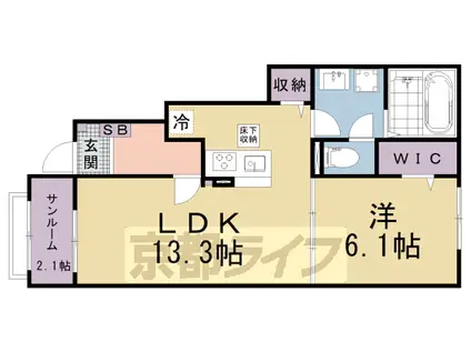 プリムローズ K(1LDK/1階)の間取り写真