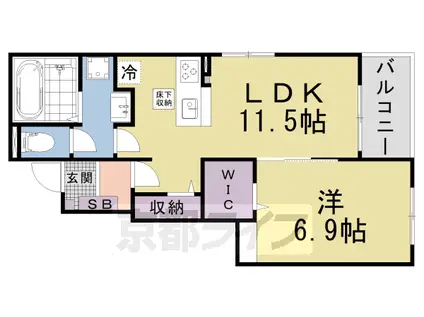 ヒカルサ大津唐崎Ⅱ(1LDK/1階)の間取り写真