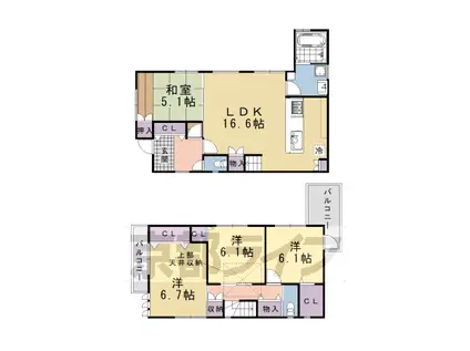 阪急電鉄京都線 桂駅 徒歩10分 2階建 築13年(4LDK)の間取り写真