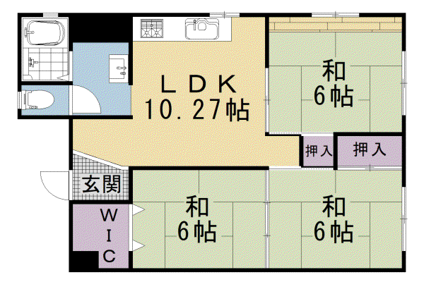 京都市東西線 東野駅(京都) 徒歩10分 10階建 築54年(3LDK/5階)の間取り写真
