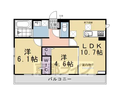 阪急電鉄京都線 桂駅 徒歩14分 3階建 築1年(2LDK/1階)の間取り写真