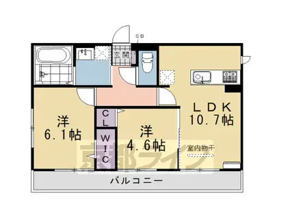 阪急電鉄京都線 桂駅 徒歩14分 3階建 築1年(2LDK/2階)の間取り写真