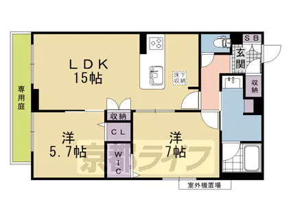 シャーメゾン 光悠新町(2LDK/1階)の間取り写真
