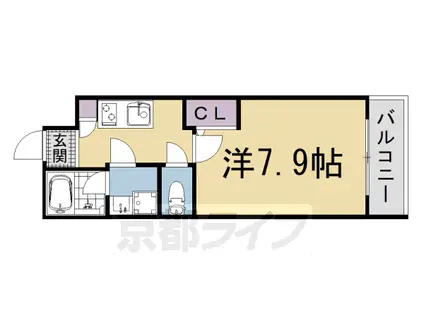 叡山電鉄 元田中駅 徒歩18分 5階建 新築(1K/3階)の間取り写真