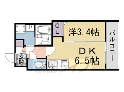 叡山電鉄 元田中駅 徒歩18分 5階建 新築(1DK/5階)の間取り写真