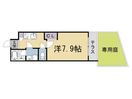 叡山電鉄 元田中駅 徒歩18分 5階建 新築(1K/1階)の間取り写真