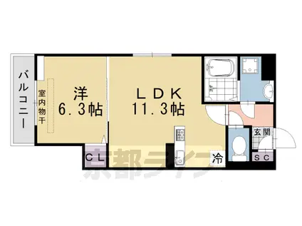 阪急電鉄京都線 桂駅 徒歩17分 2階建 築1年(1LDK/2階)の間取り写真