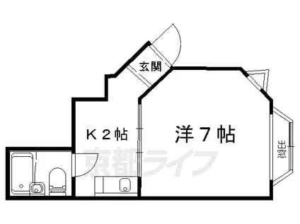 京都市東西線 山科駅 徒歩7分 2階建 築39年(1K/1階)の間取り写真