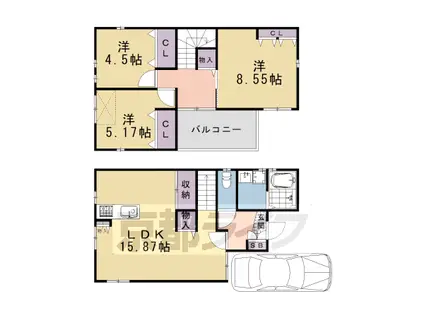 阪急電鉄京都線 桂駅 徒歩12分 2階建 築8年(3LDK)の間取り写真