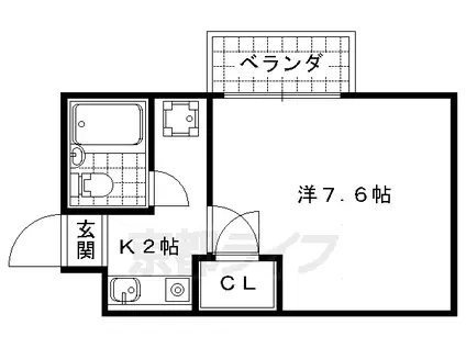 東海道本線 山科駅 徒歩6分 5階建 築33年(1K/4階)の間取り写真