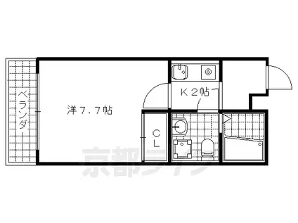 東海道本線 山科駅 徒歩6分 5階建 築33年(1K/3階)の間取り写真