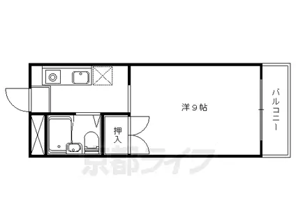 京都市東西線 小野駅(京都) 徒歩11分 4階建 築38年(1K/2階)の間取り写真