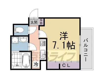 京阪電気鉄道京阪線 龍谷大前深草駅 徒歩7分 3階建 新築(1K/1階)の間取り写真