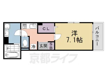 京阪電気鉄道京阪線 龍谷大前深草駅 徒歩7分 3階建 新築(1K/3階)の間取り写真