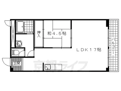 山科ハイツ(1LDK/2階)の間取り写真