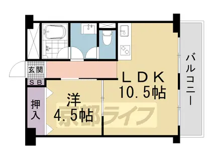山科ハイツ(1LDK/3階)の間取り写真