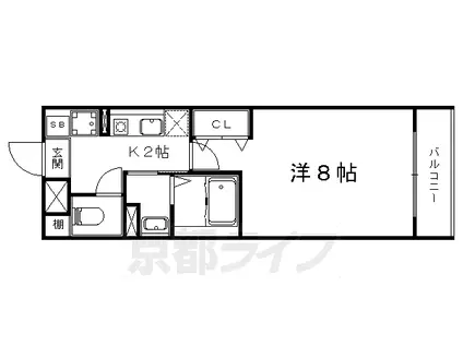 京都市東西線 椥辻駅 徒歩15分 4階建 築20年(1K/1階)の間取り写真