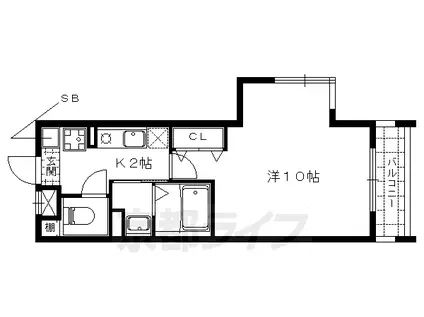 イーストヴィレッジ大宅(1K/3階)の間取り写真