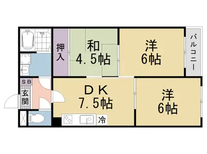 ハウスオブローゼⅢ(3DK/4階)の間取り写真