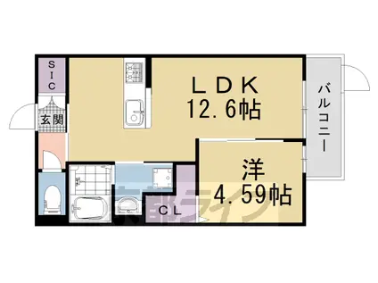 山陰本線 円町駅 徒歩8分 3階建 築1年(1LDK/1階)の間取り写真