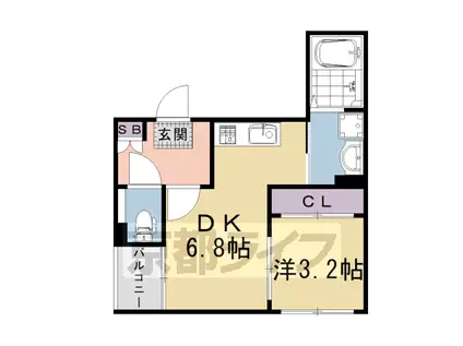 山陰本線 花園駅(京都) 徒歩8分 3階建 築1年(1DK/2階)の間取り写真
