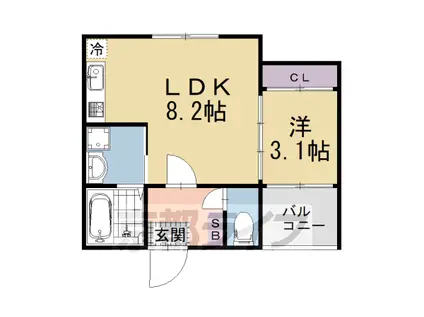 京阪電気鉄道京阪線 淀駅 徒歩5分 3階建 築1年(1LDK/3階)の間取り写真