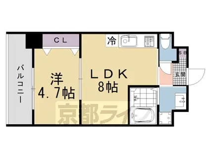 千本二条マンション計画(1LDK/4階)の間取り写真