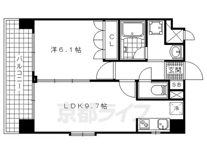 京都市東西線 東野駅(京都) 徒歩7分 6階建 築18年(1LDK/2階)の間取り写真