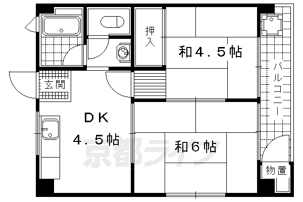 大宅マンション(2DK/2階)の間取り写真