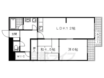 京都市東西線 御陵駅 徒歩23分 4階建 築46年(2LDK/3階)の間取り写真