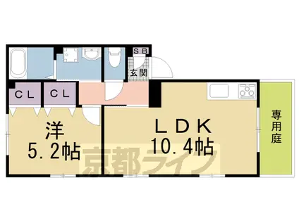 京阪電気鉄道京阪線 御殿山駅 徒歩4分 2階建 築19年(1LDK/1階)の間取り写真