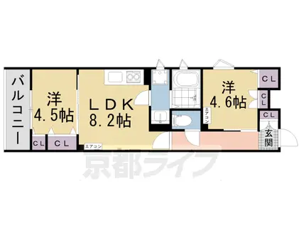 片町線 津田駅 徒歩11分 3階建 築3年(2LDK/3階)の間取り写真