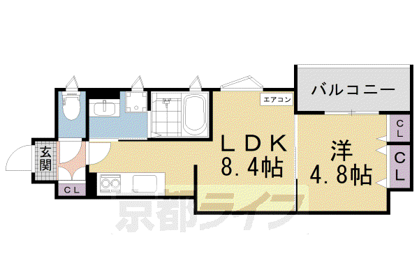 片町線 長尾駅(大阪) 徒歩12分 3階建 築3年(1LDK/3階)の間取り写真