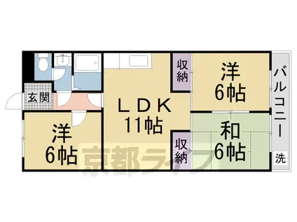 京阪電気鉄道京阪線 牧野駅 徒歩14分 3階建 築34年(3LDK/2階)の間取り写真