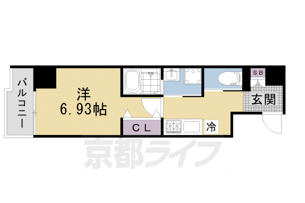 片町線 長尾駅(大阪) 徒歩35分 5階建 築3年(1K/4階)の間取り写真