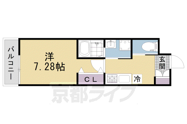 片町線 長尾駅(大阪) 徒歩35分 5階建 築3年(1K/4階)の間取り写真