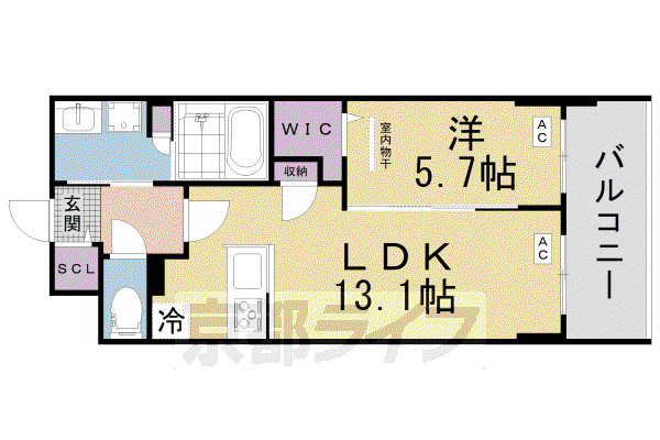 京阪電気鉄道京阪線 枚方市駅 徒歩4分 9階建 築2年(1LDK/3階)の間取り写真