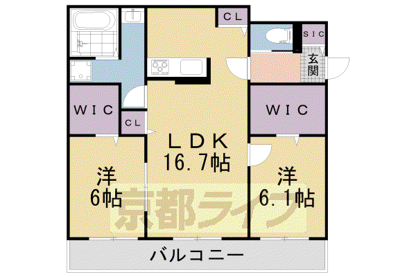 元町カデンツァⅡ(2LDK/3階)の間取り写真