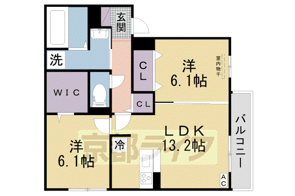 GRANVIA(2LDK/2階)の間取り写真