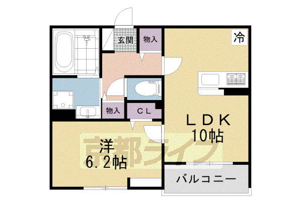 片町線 藤阪駅 徒歩23分 2階建 築2年(1LDK/1階)の間取り写真