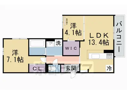京阪電気鉄道交野線 枚方市駅 徒歩6分 3階建 築1年(2LDK/2階)の間取り写真