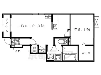 片町線 藤阪駅 徒歩42分 2階建 築6年(1LDK/1階)の間取り写真