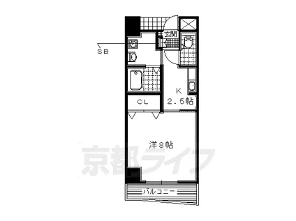 片町線 長尾駅(大阪) 徒歩32分 6階建 築19年(1K/6階)の間取り写真